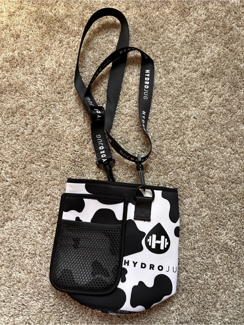HydroJug Black & White Cow Print Crossbody Pouch